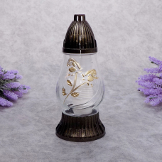 Лампадка скляна з квітковим орнаментом LP200 прозора Gold