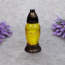 Лампадка скляна жовта з золотим декором LP30U 14год