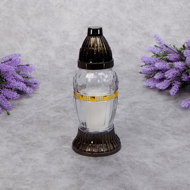 Лампадка скляна прозора з золотим декором LP30U 14год Лампадка скляна прозора з золотим декором LP30U 14год